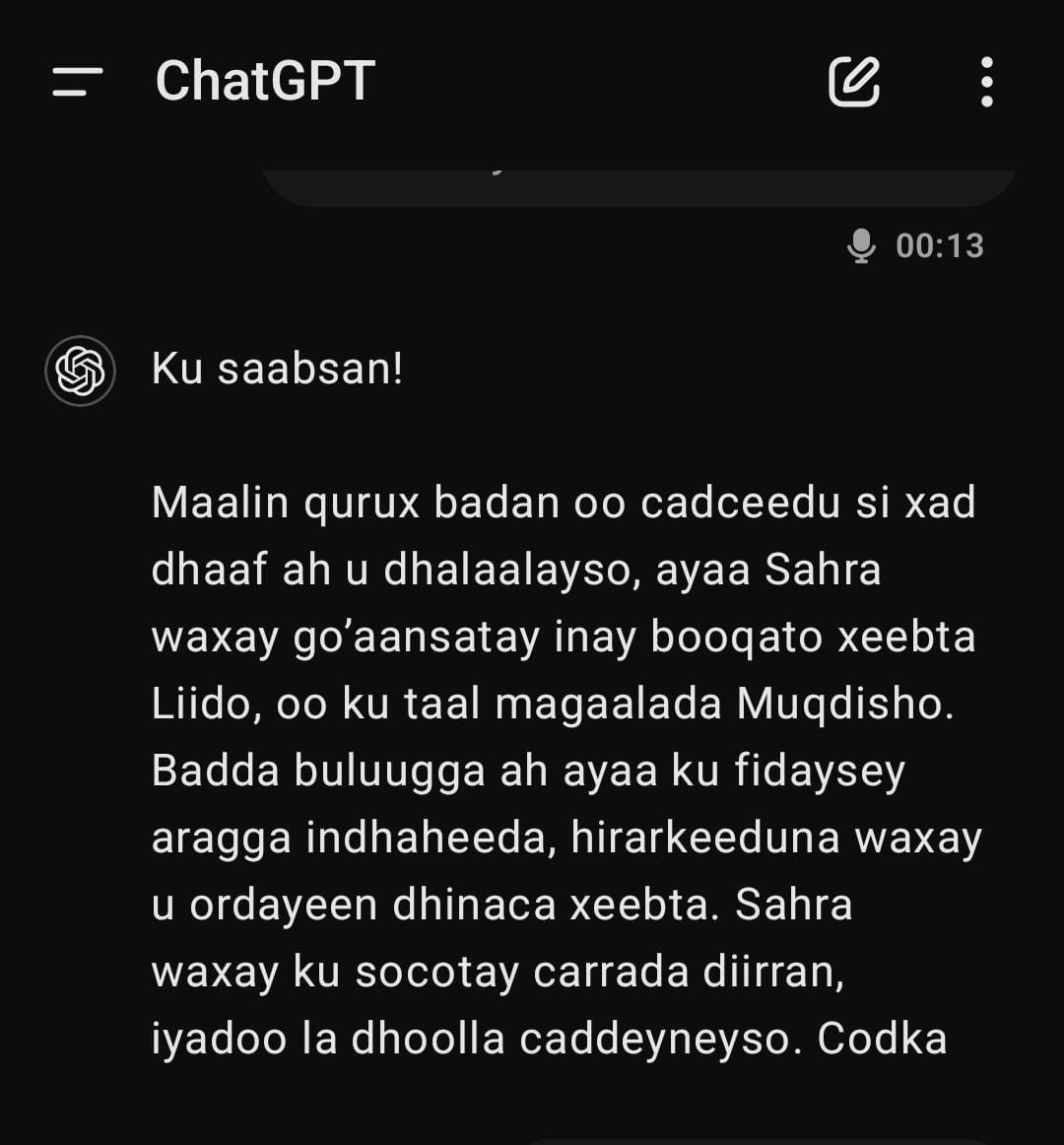 Somali Text Generation